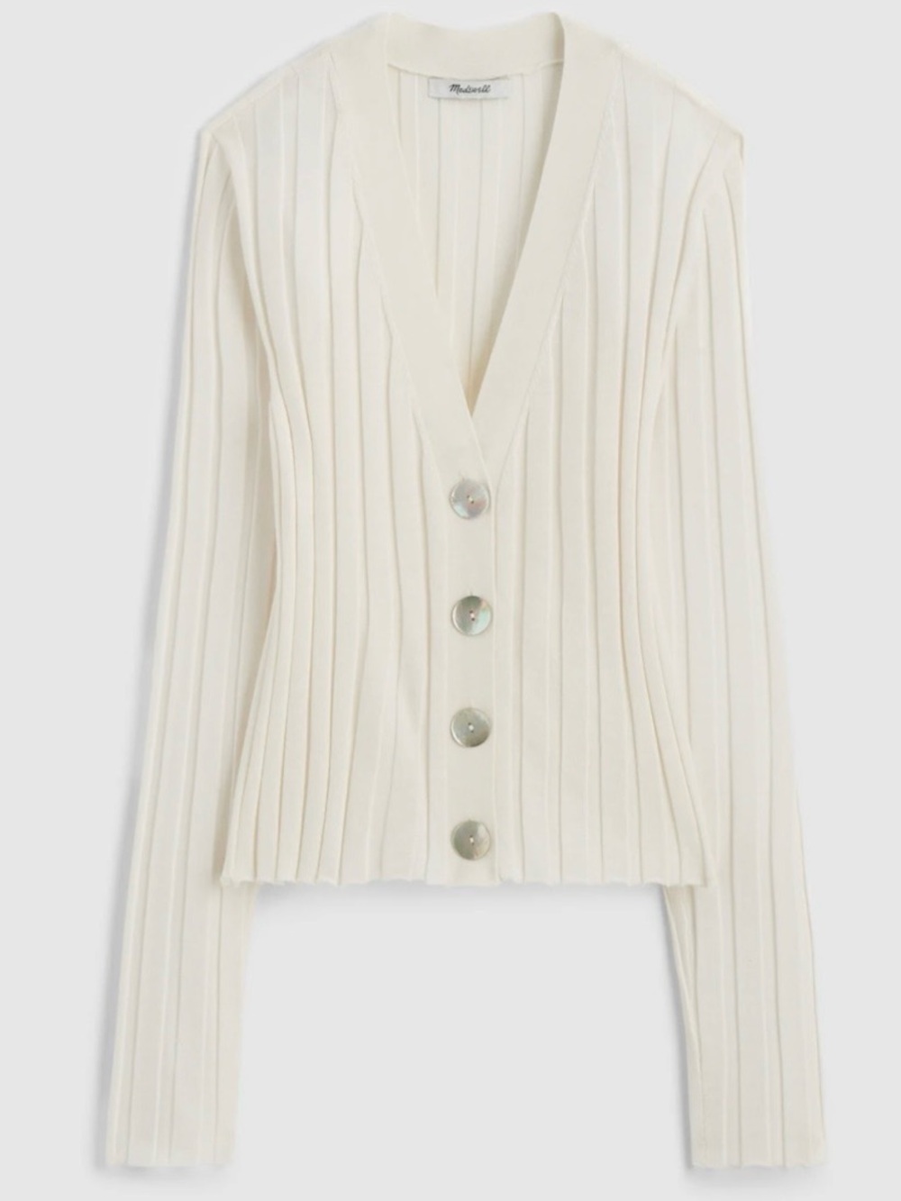NWT MADEWELL Ribbed V-Neck Cardigan Sweater Merino Wool Silk XXL NW806